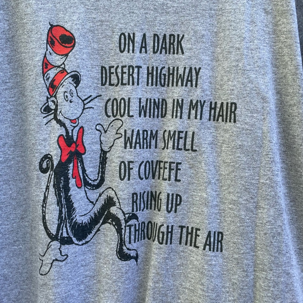 Cat in the Hat Covfefe Graphic Tee Shirt Like New Large - Picture 3 of 4
